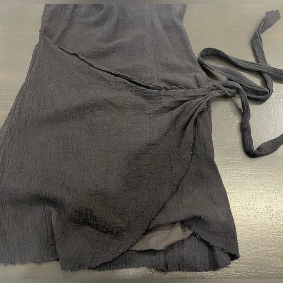 Raised By Wild Black Tie Waist Gauzy Mini Dress Sz Small - Picture 8 of 8